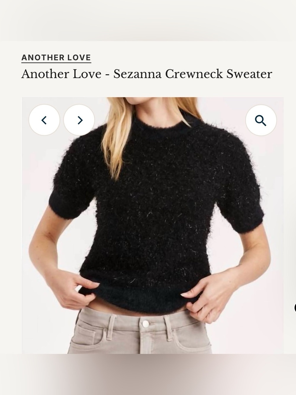 Another Love Black Sezanna Fuzzy Crewneck Sweater